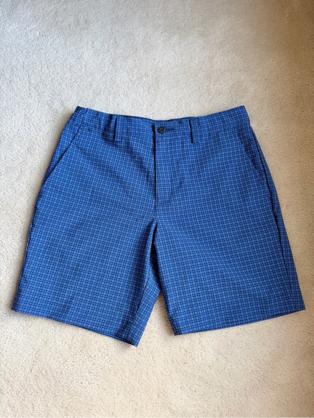 PGA TOUR Golf Shorts Blue Plaid Performance Stretch Boys Large 14-16